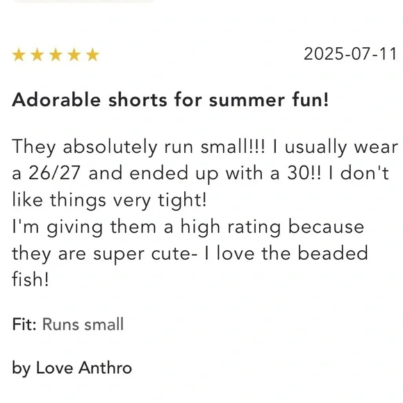 Anthropologie NWT The Colette Beaded Icon Shorts by Maeve size 25P. - Picture 15 of 16